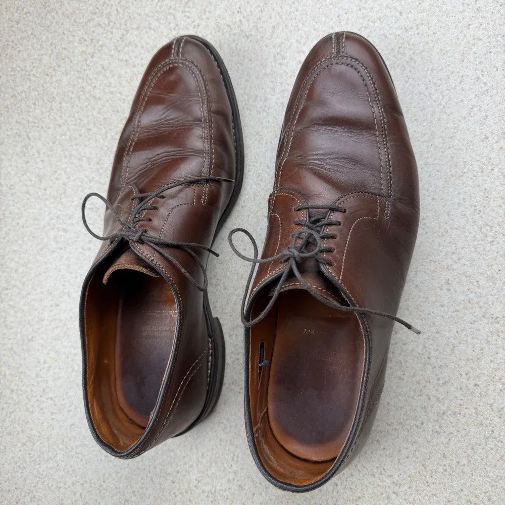 Allen Edmonds Clark Street Derby Mens 9.5 D Brown Leather Split Toe USA Dainite